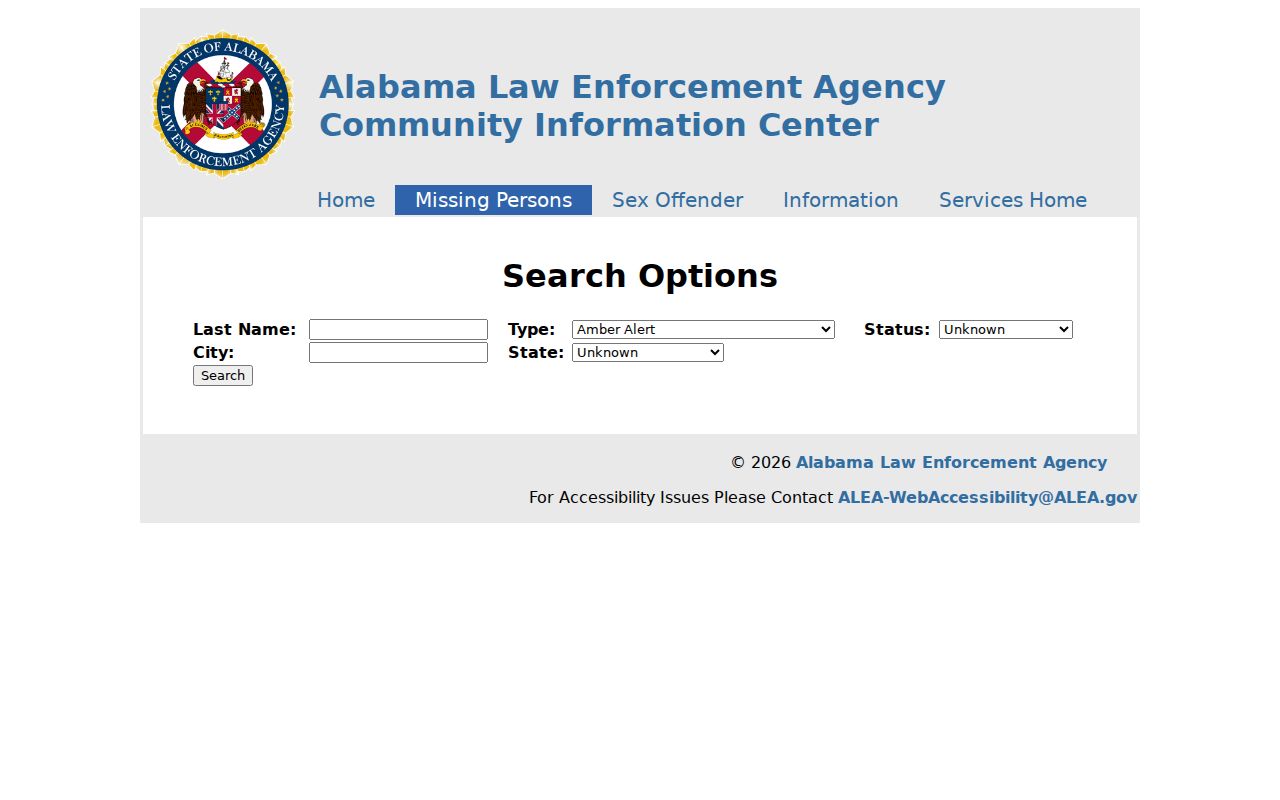 Conecuh County outstanding warrant research using ALEA fugitive search fields